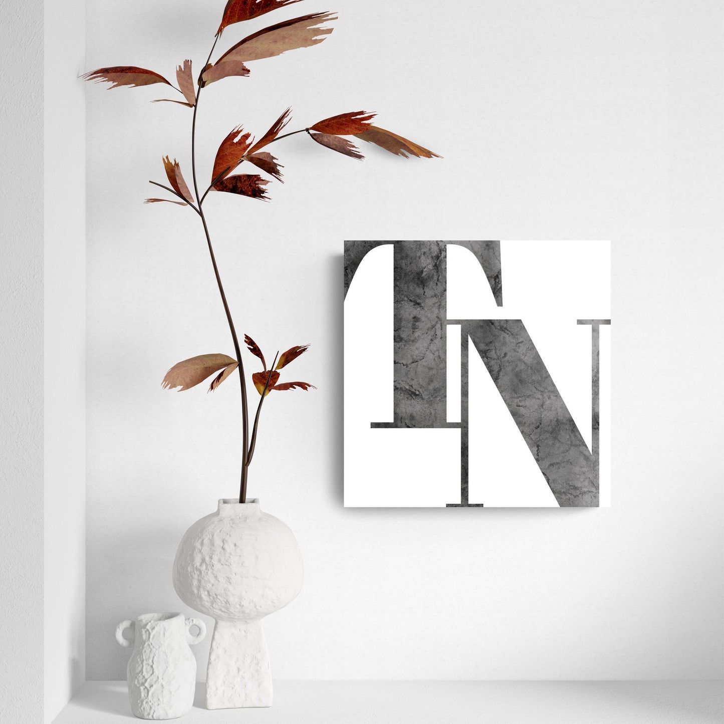 Minimalist B&W Tennessee White Initials | Hi-Def Glass Art | Eaches | Min 2
