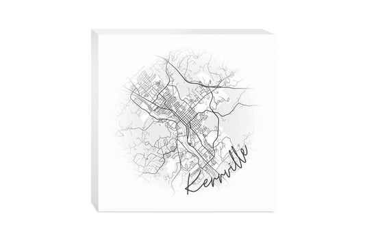Minimalistic B&W Texas Kerrville Circle Map | Wood Block | Eaches | Min 2