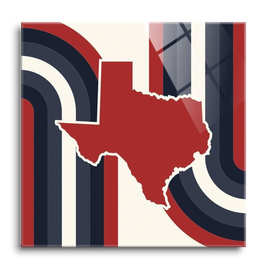 Modern Minimalist Texas Colors Retro Shape | Hi-Def Glass Art | Eaches | Min 1
