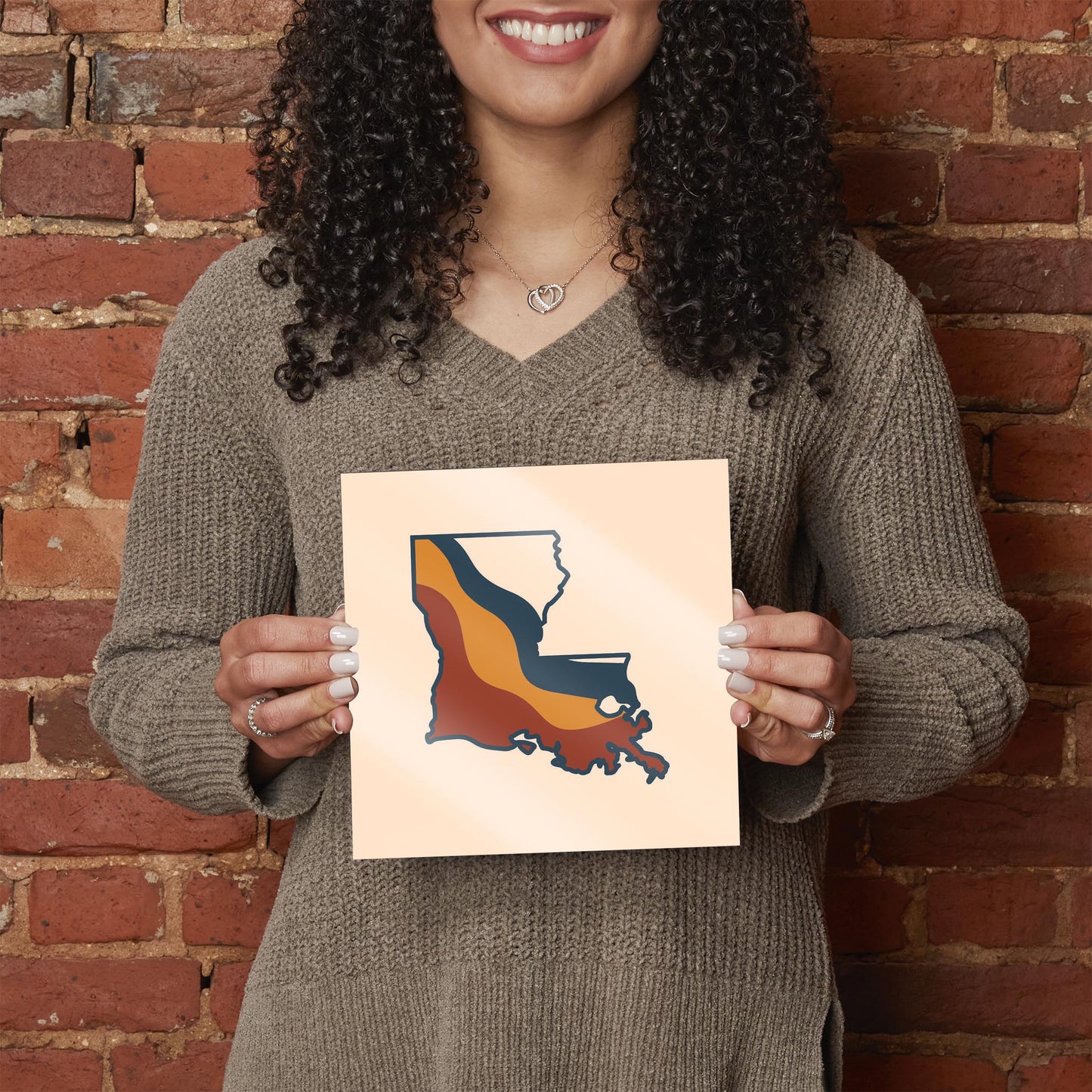 Modern Minimalist Louisiana Retro State Shape | Hi-Def Glass Art | Eaches | Min 2