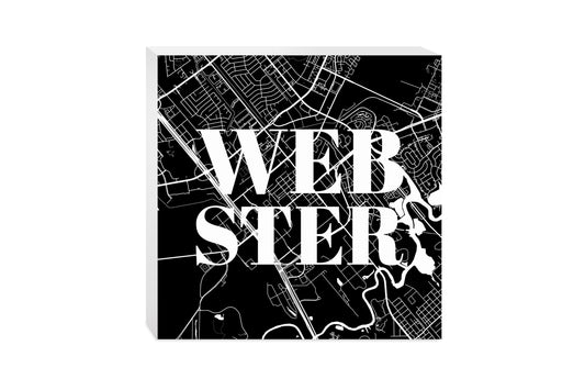Minimalistic B&W Texas Webster Map | Wood Block | Eaches | Min 2
