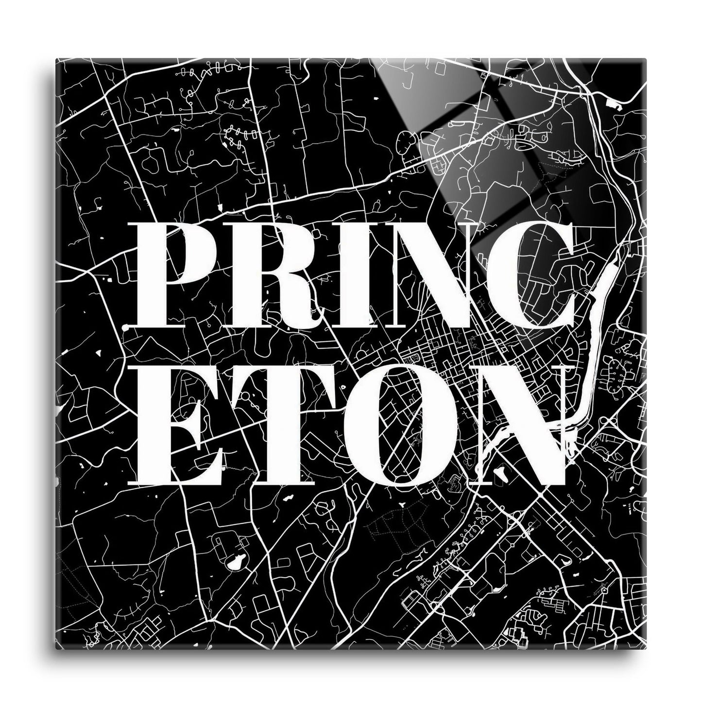 Minimalistic B&W New Jersey Princeton Map | Hi-Def Glass Art | Eaches | Min 1