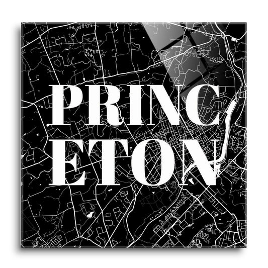Minimalistic B&W New Jersey Princeton Map | Hi-Def Glass Art | Eaches | Min 1