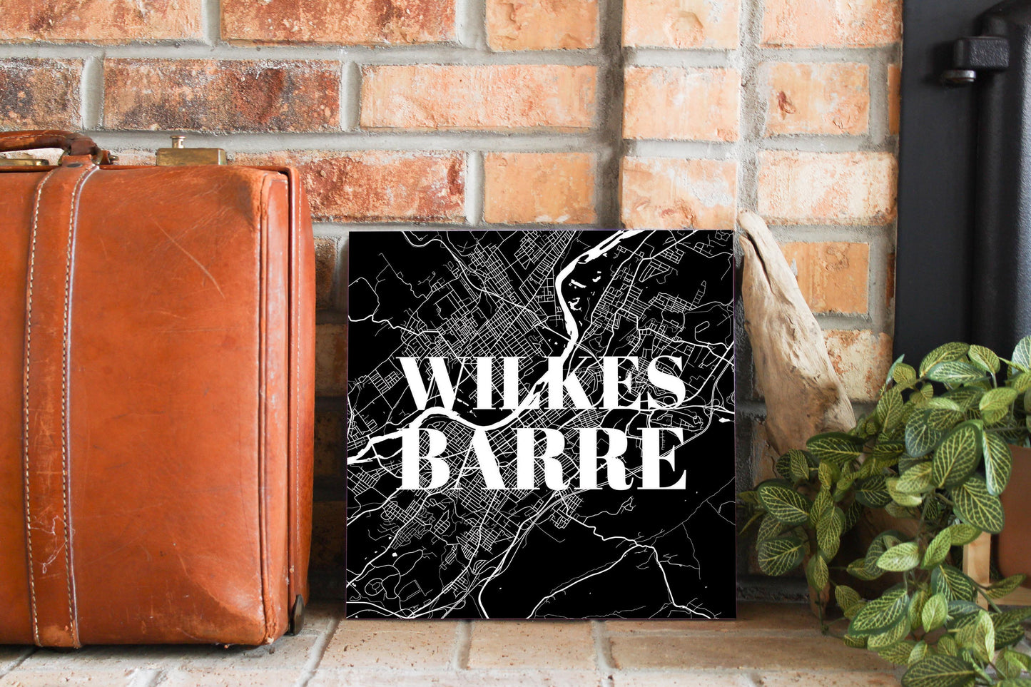 Minimalistic B&W Pennsylvania Wilkes Barre Map | Wood Sign | Eaches | Min 2