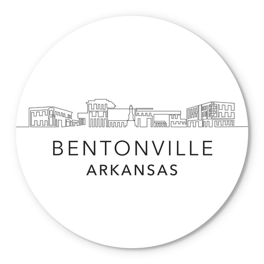 Minimalist B&W Arkansas Bentonville Skyline | Wood Sign | Eaches | Min 1