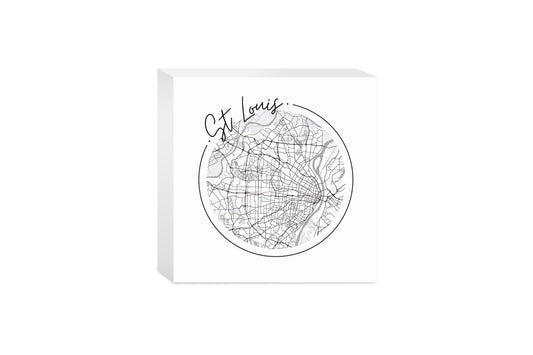 Minimalist B&W Missouri St Louis Circle Map | Wood Block | Eaches | Min 4