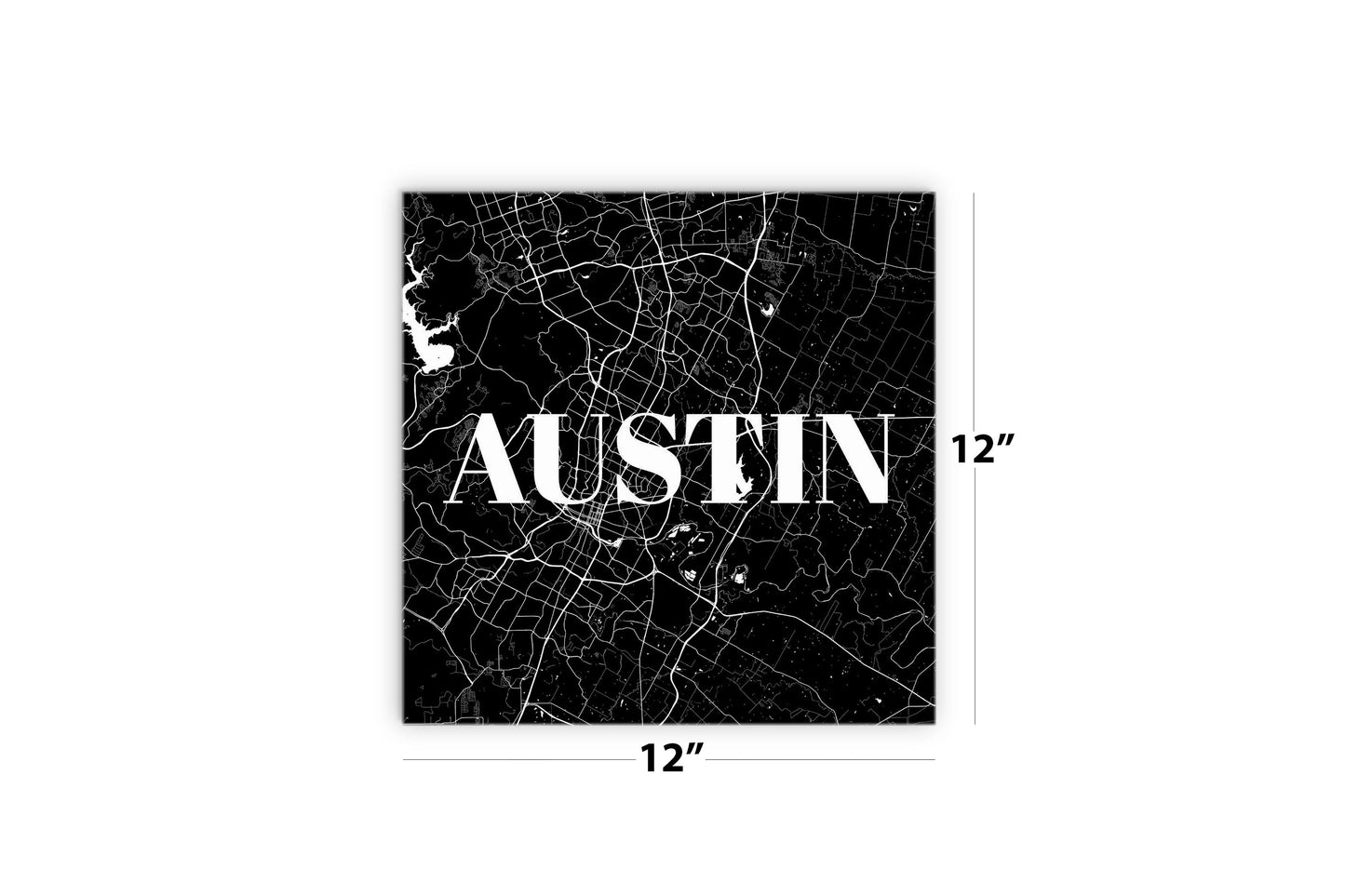 Minimalistic B&W Texas Austin Map | Wood Sign | Eaches | Min 2