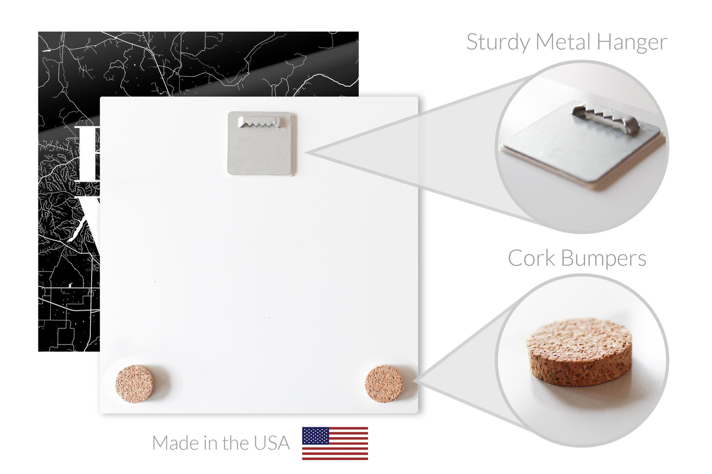 Minimalist B&W Arkansas Bella Vista Map | Hi-Def Glass Art | Eaches | Min 1