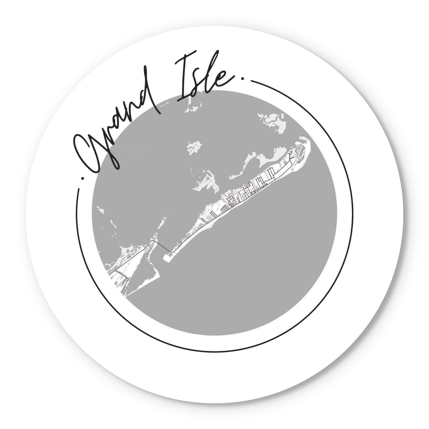 Minimalist B&W Louisiana Grand Isle Circle Map | Wood Sign | Eaches | Min 1