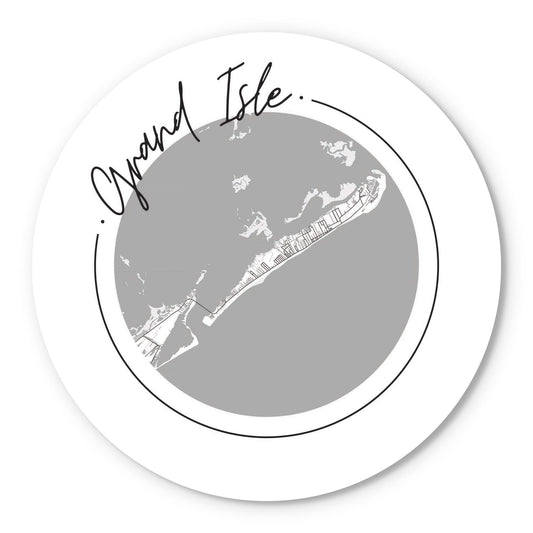 Minimalist B&W Louisiana Grand Isle Circle Map | Wood Sign | Eaches | Min 1