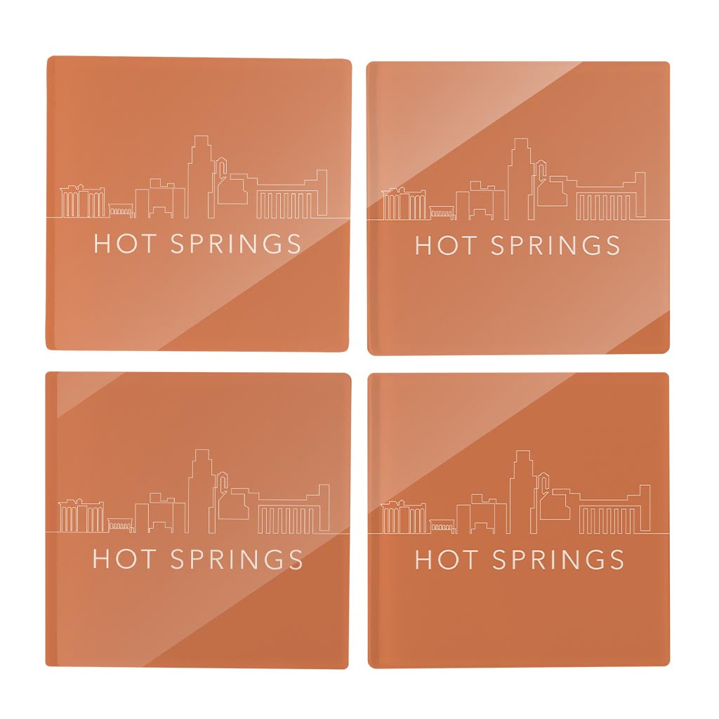 Modern Minimalist Arkansas Hot Springs | Hi-Def Glass Coasters | Set of 4 | Min 2