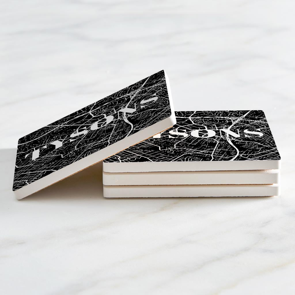 Minimalistic B&W Virginia Tysons Map | Absorbent Coasters | Set of 4 | Min 2
