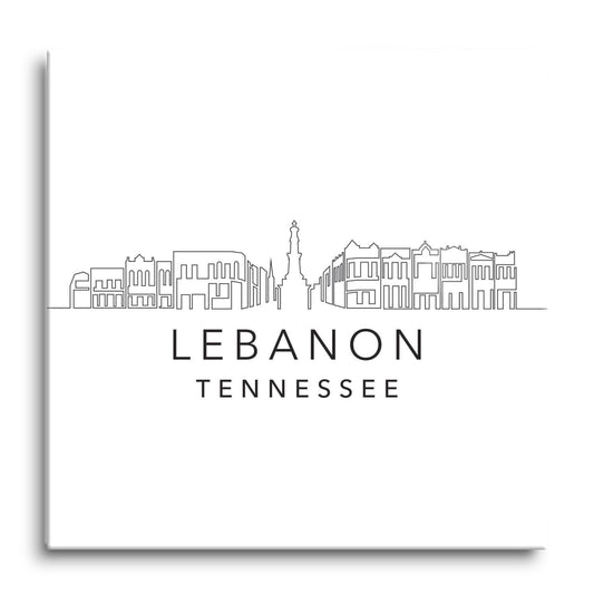 Minimalist B&W Tennessee Lebanon Skyline | Hi-Def Glass Art | Eaches | Min 1