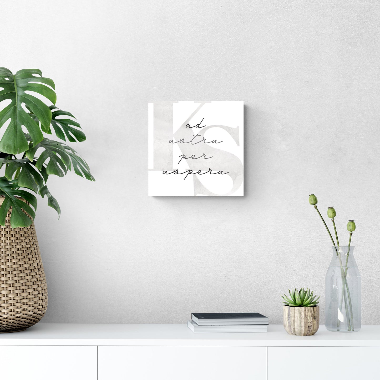 Minimalist B&W Kansas Ad Astra Per Aspera | Hi-Def Glass Art | Eaches | Min 1