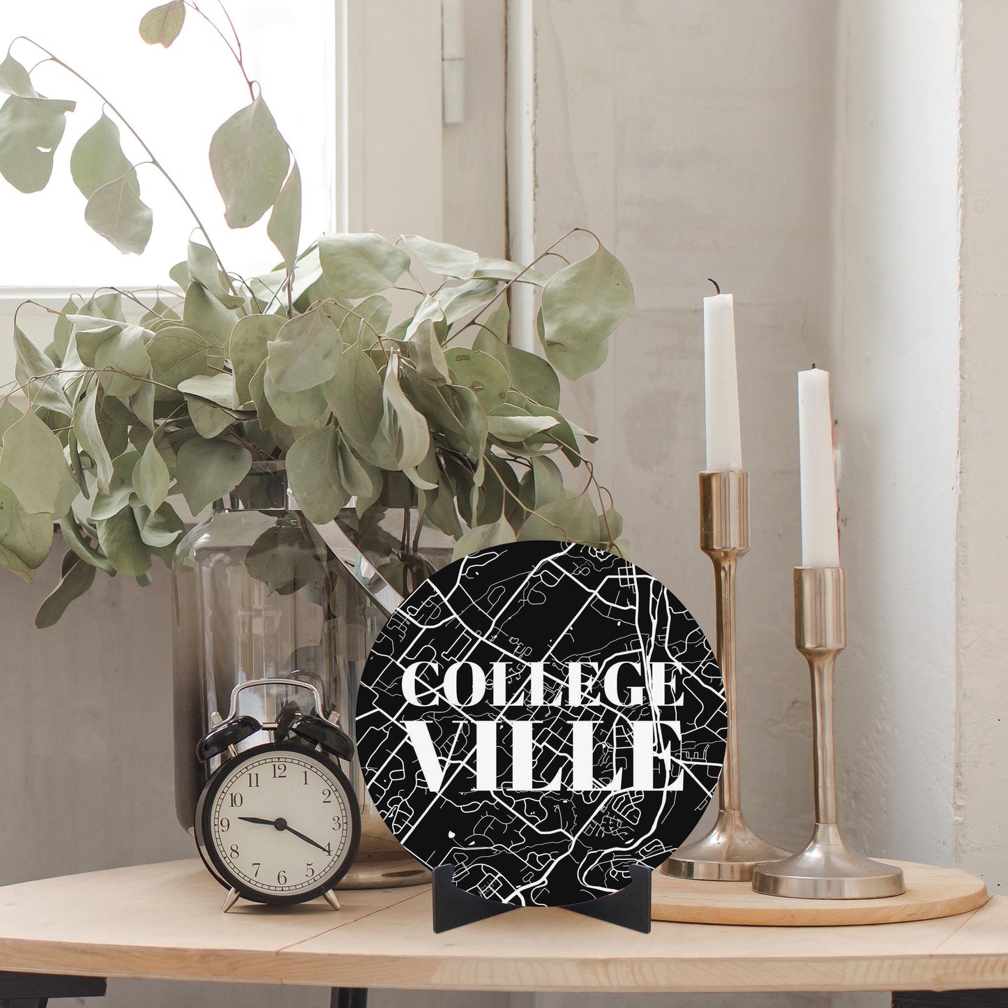 Minimalistic B&W Pennsylvania Collegeville Map | Wood Sign | Eaches | Min 1