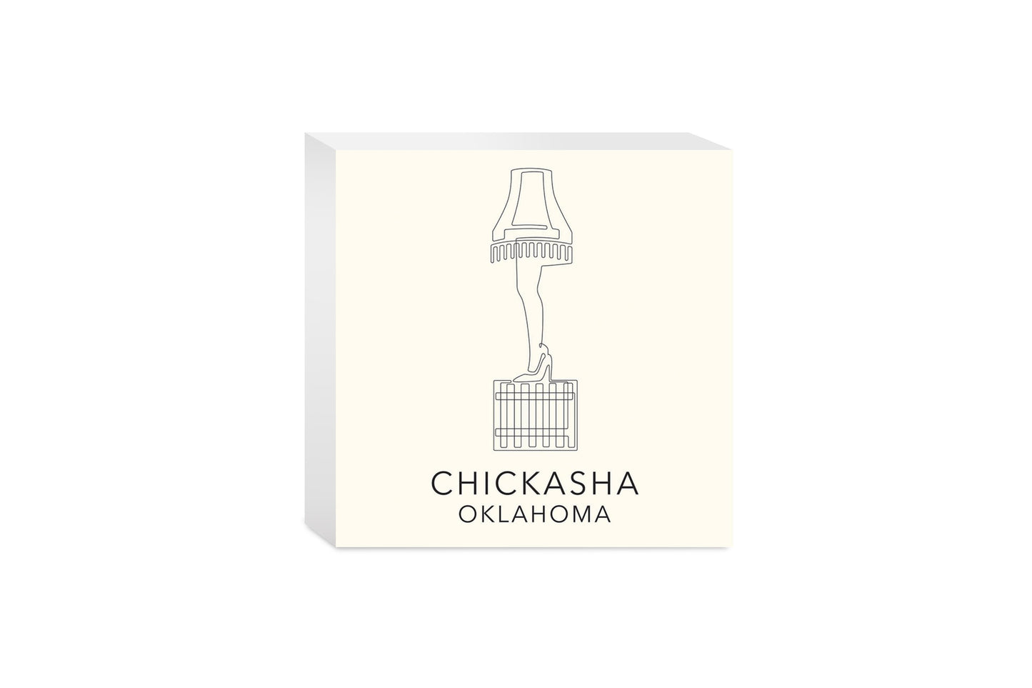 Modern Minimalist Oklahoma Chickasha Leg Lamp | Wood Block | Eaches | Min 4