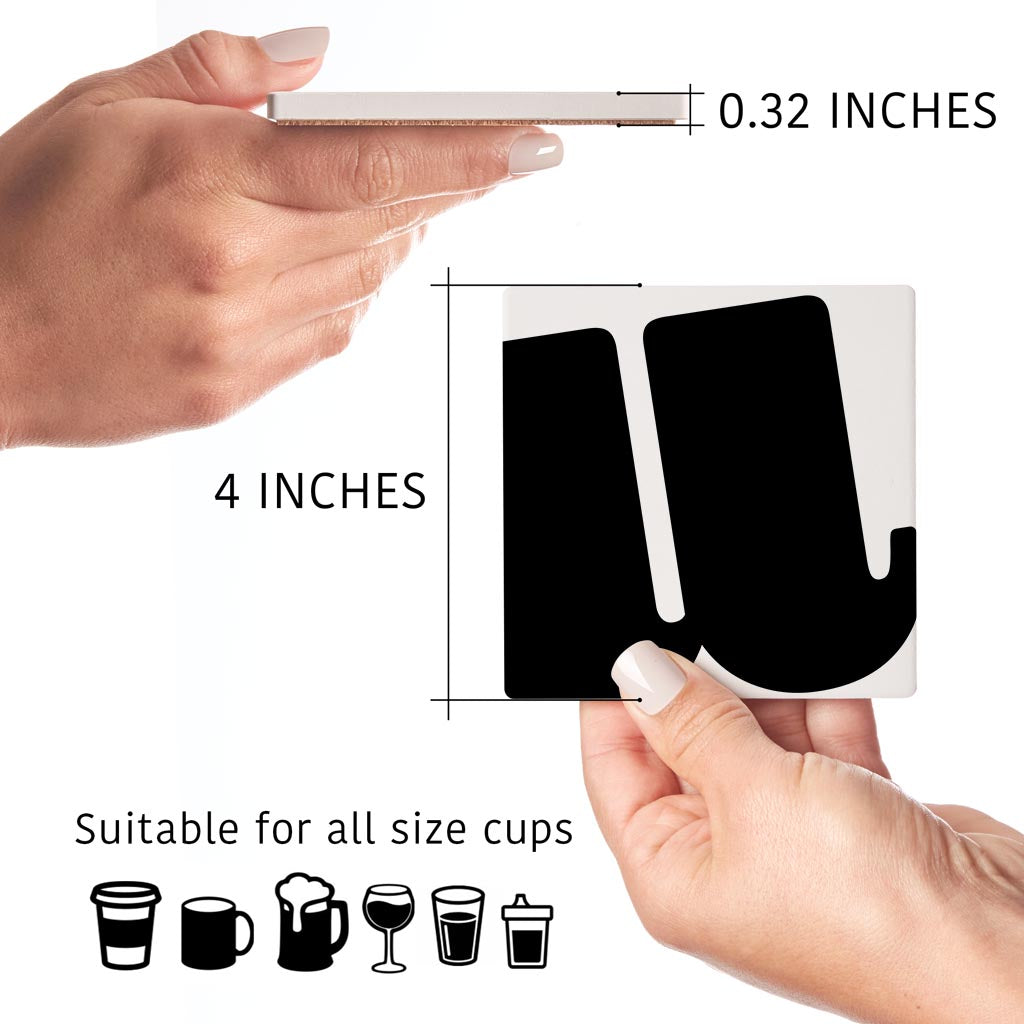 Fun Chunky Monogram U | Absorbent Coasters | Set of 4 | Min 2