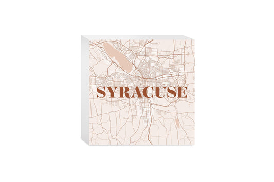 Modern Minimalist New York Syracuse Map | Wood Block | Eaches | Min 4