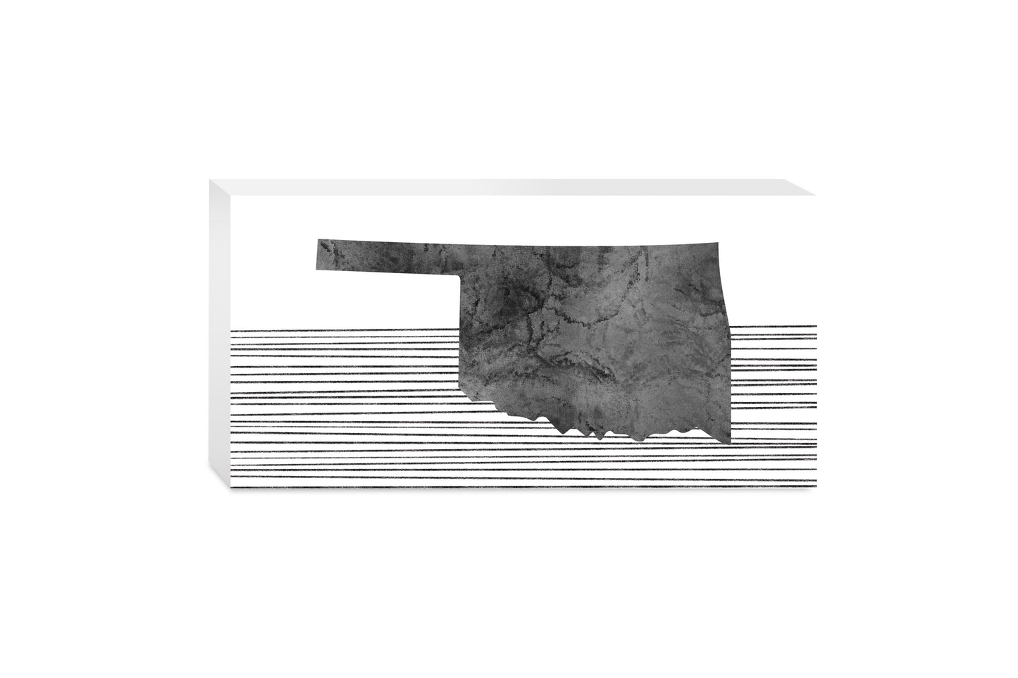 Modern Oklahoma State Shape With Straight Lines | Wood Block | Eaches | Min 4
