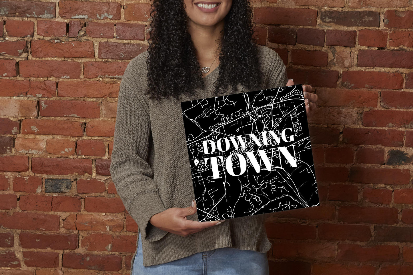Minimalistic B&W Pennsylvania Downingtown Map | Wood Sign | Eaches | Min 2