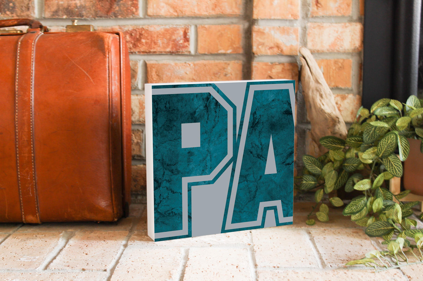 Modern Minimalist Pennsylvania Grey Initials | Wood Block | Eaches | Min 2
