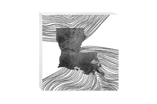 Modern Louisiana State Shape With Fluid Lines | Wood Block | Eaches | Min 2