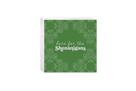 Dark Green Shamrock Here For The Shenanigans | Wood Block | Eaches | Min 4