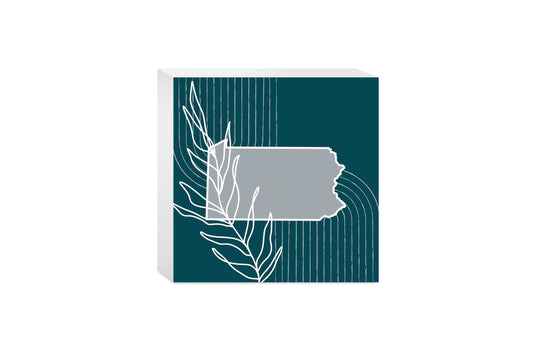 Modern Minimalist Pennsylvania Shape With Leaf | Wood Block | Eaches | Min 4