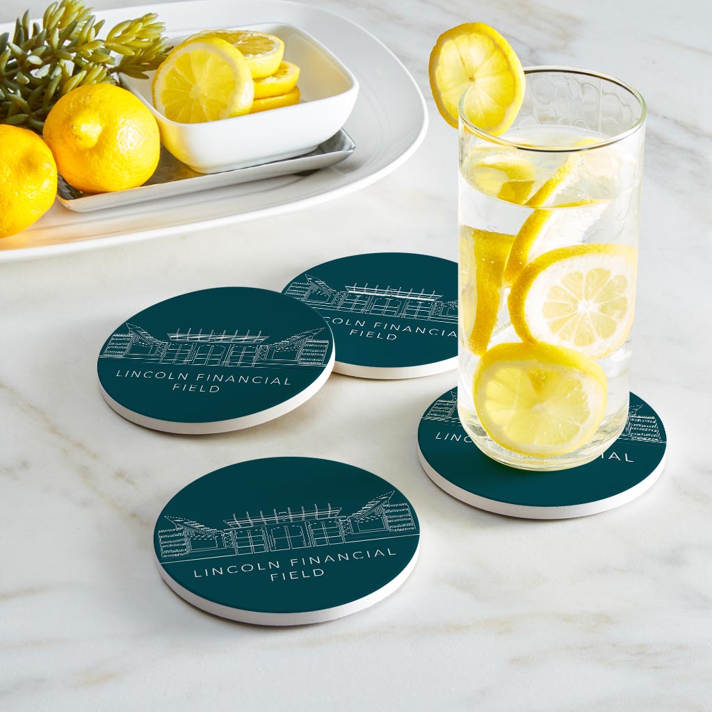 Modern Minimalist Pennsylvania Lincoln Field Line Drawing | Absorbent Coasters | Set of 4 | Min 2