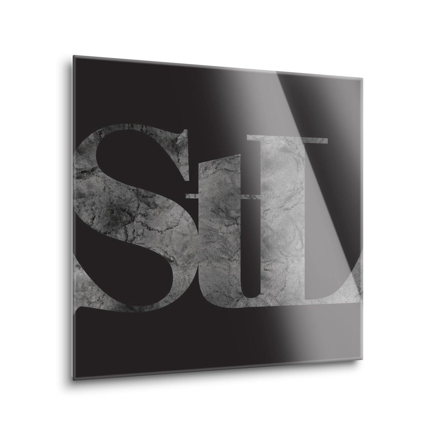Minimalist B&W Missouri St Louis Black Initials | Hi-Def Glass Art | Eaches | Min 1