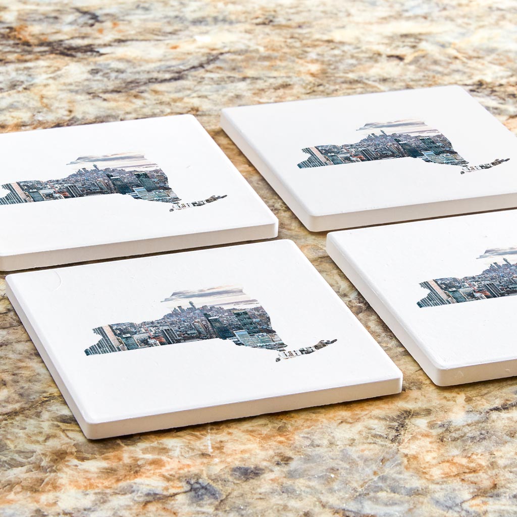New York State Shape Picture | Absorbent Coasters | Set of 4 | Min 2