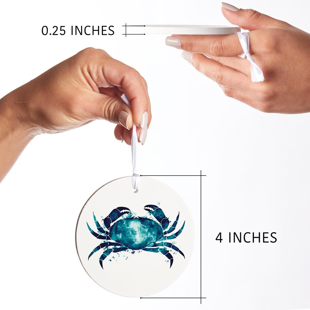 New England Water Color Crab | Wood Ornament | Eaches | Min 6