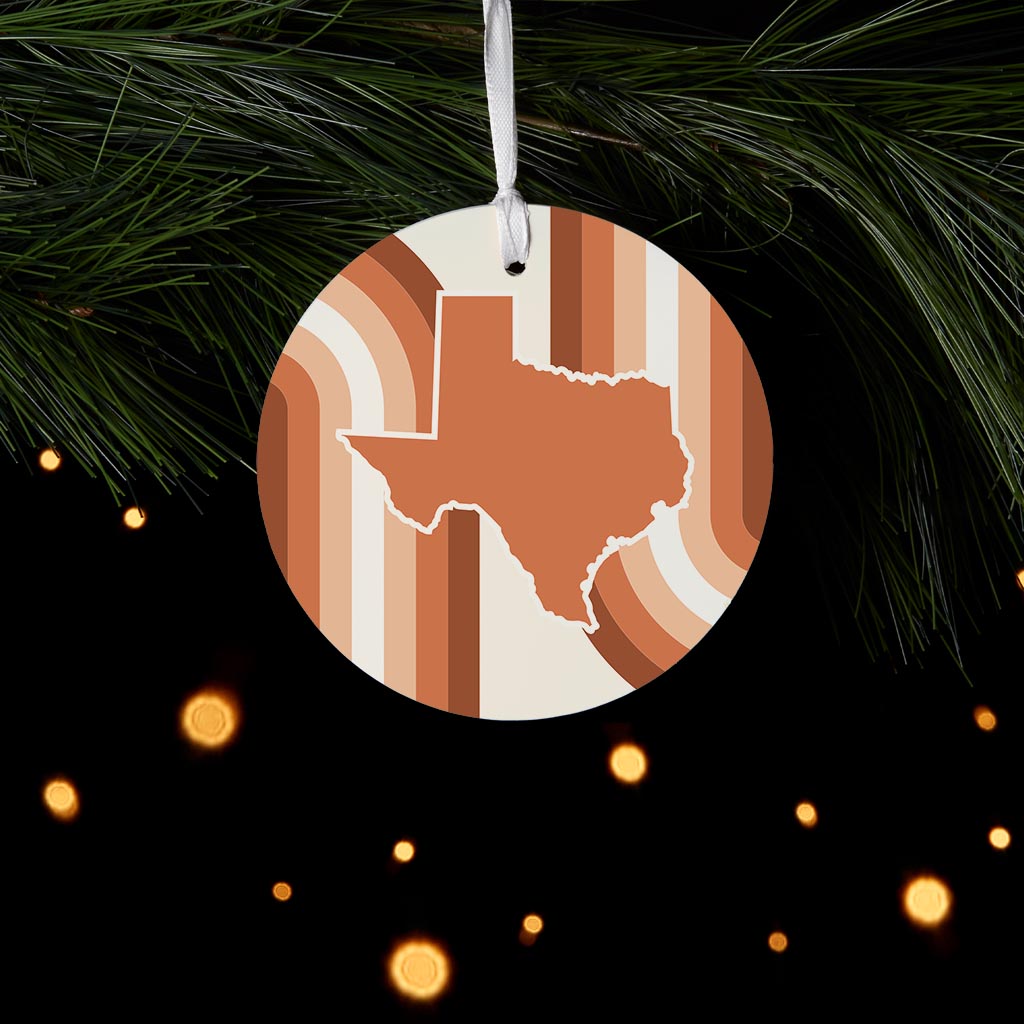 Modern Minimalist Texas State Shape Retro Lines| Wood Ornament | Eaches | Min 6