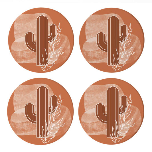 Modern Minimalist Texas Cactus | Absorbent Coasters | Set of 4 | Min 2