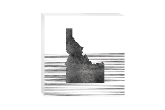 Minimalist B&W Idaho State With Straight Lines | Wood Block | Eaches | Min 2