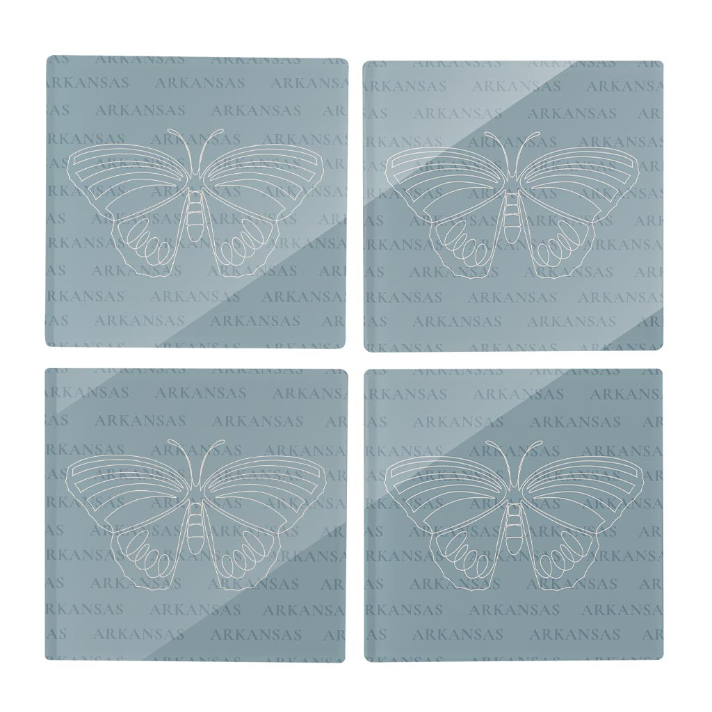 Modern Minimalist Arkansas Diana Fritillary Butterfly | Hi-Def Glass Coasters | Set of 4 | Min 2