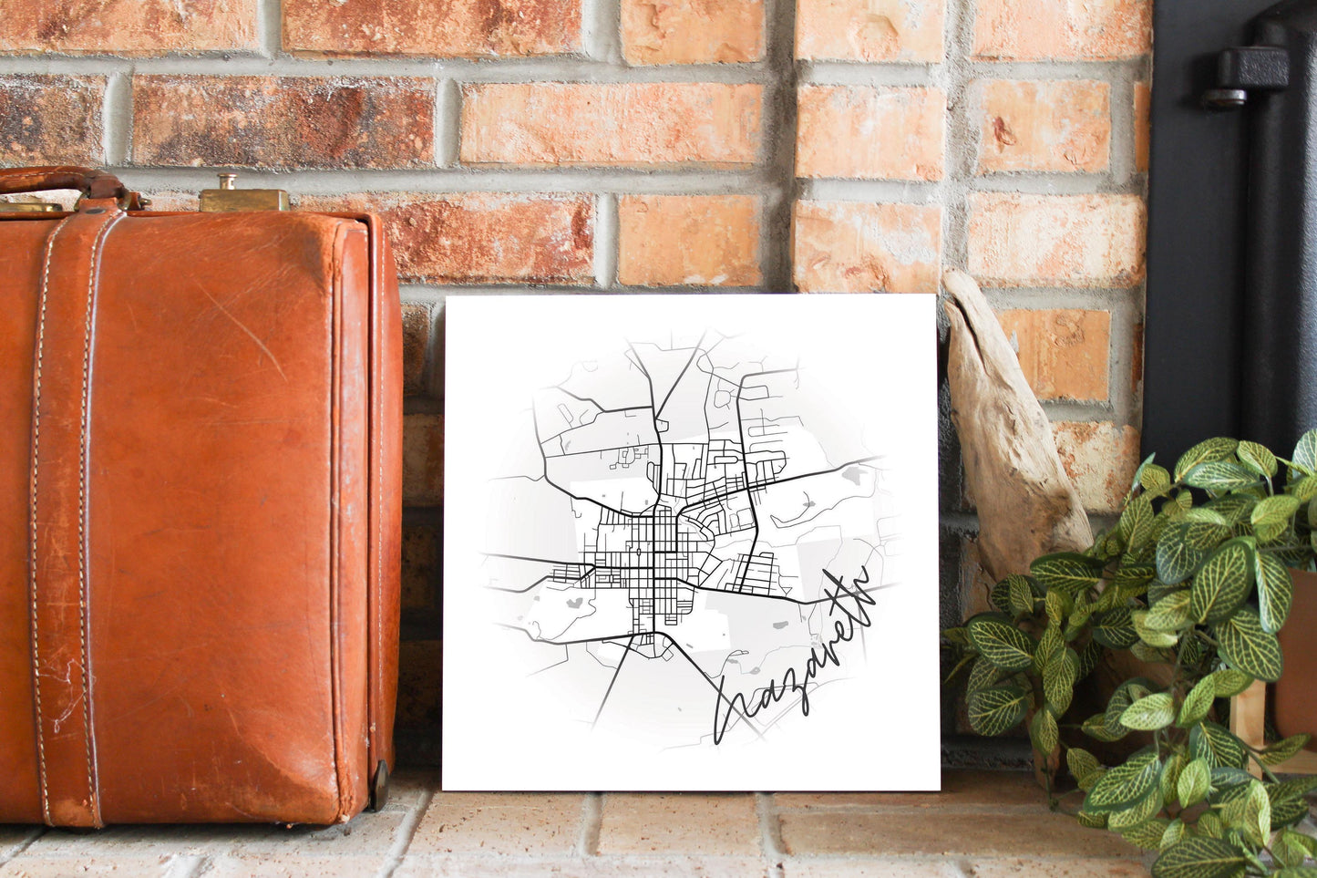 Minimalistic B&W Pennsylvania Nazareth Circle Map | Wood Sign | Eaches | Min 2