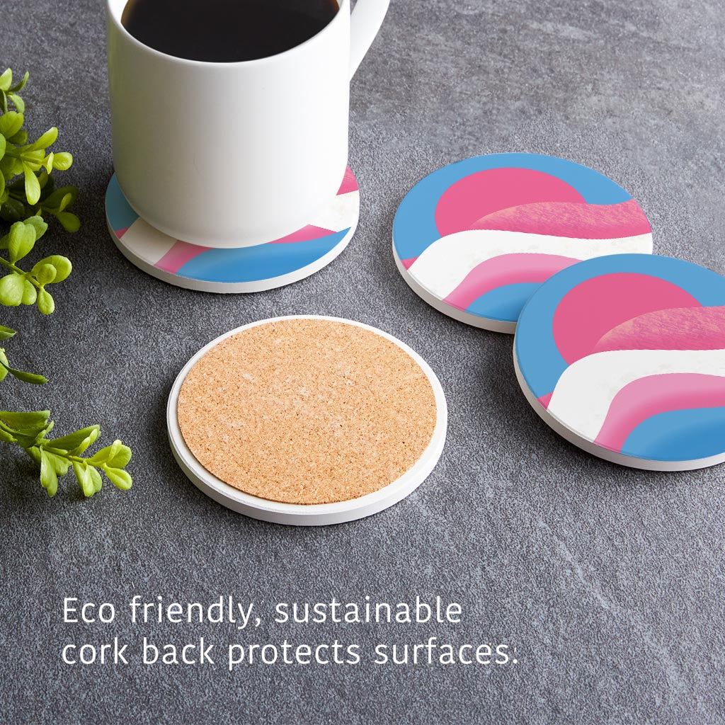 Transgender Pride Moon Waves| Absorbent Coasters | Set of 4 | Min 2