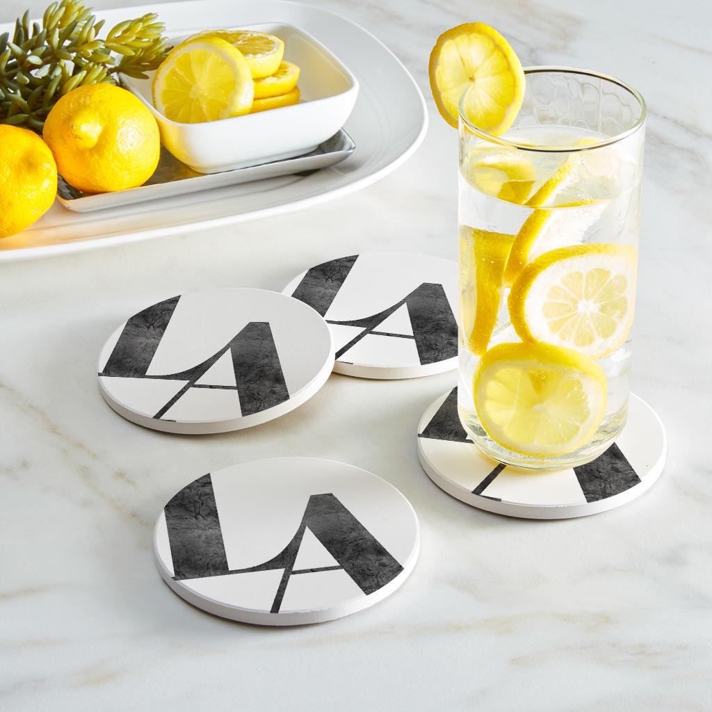 Modern White Louisiana Initials | Absorbent Coasters | Set of 4 | Min 2