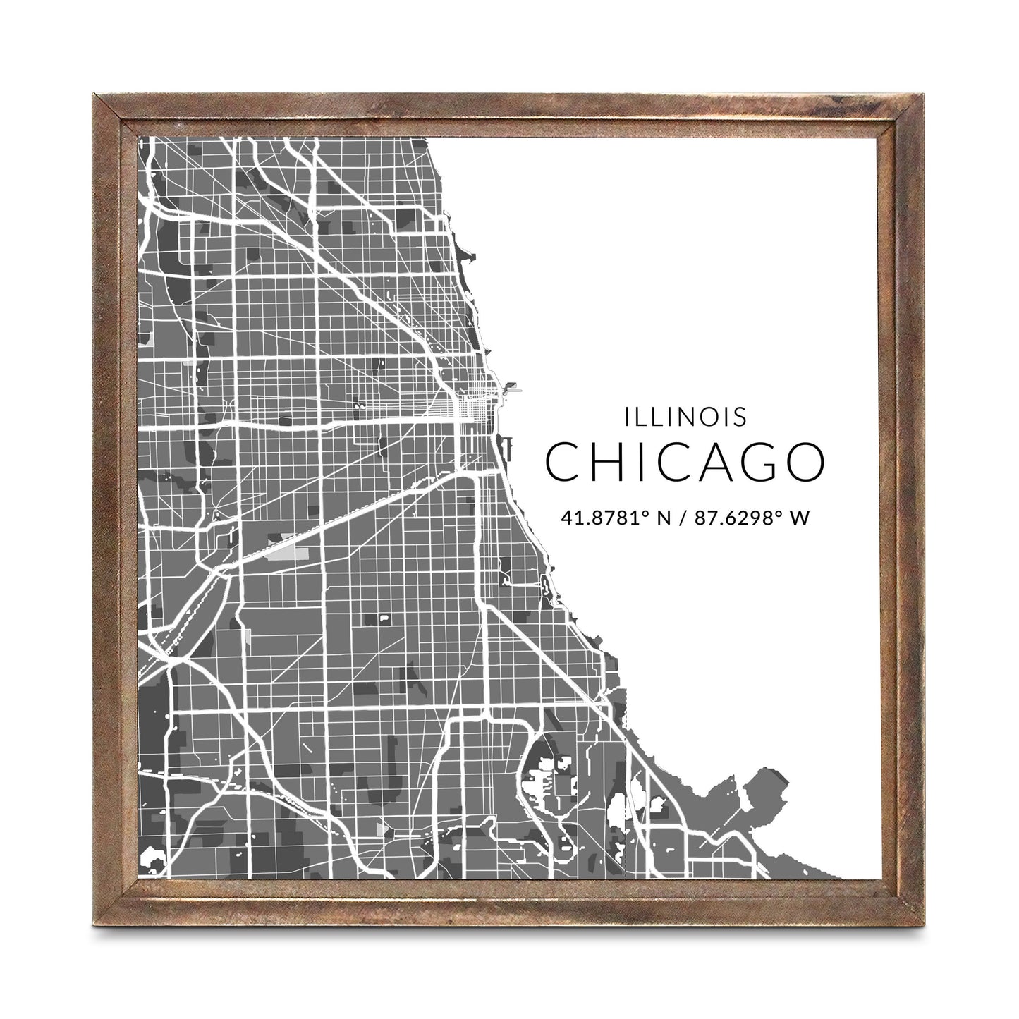 Minimalistic Chicago Map | Wood Sign | Eaches | Min 1