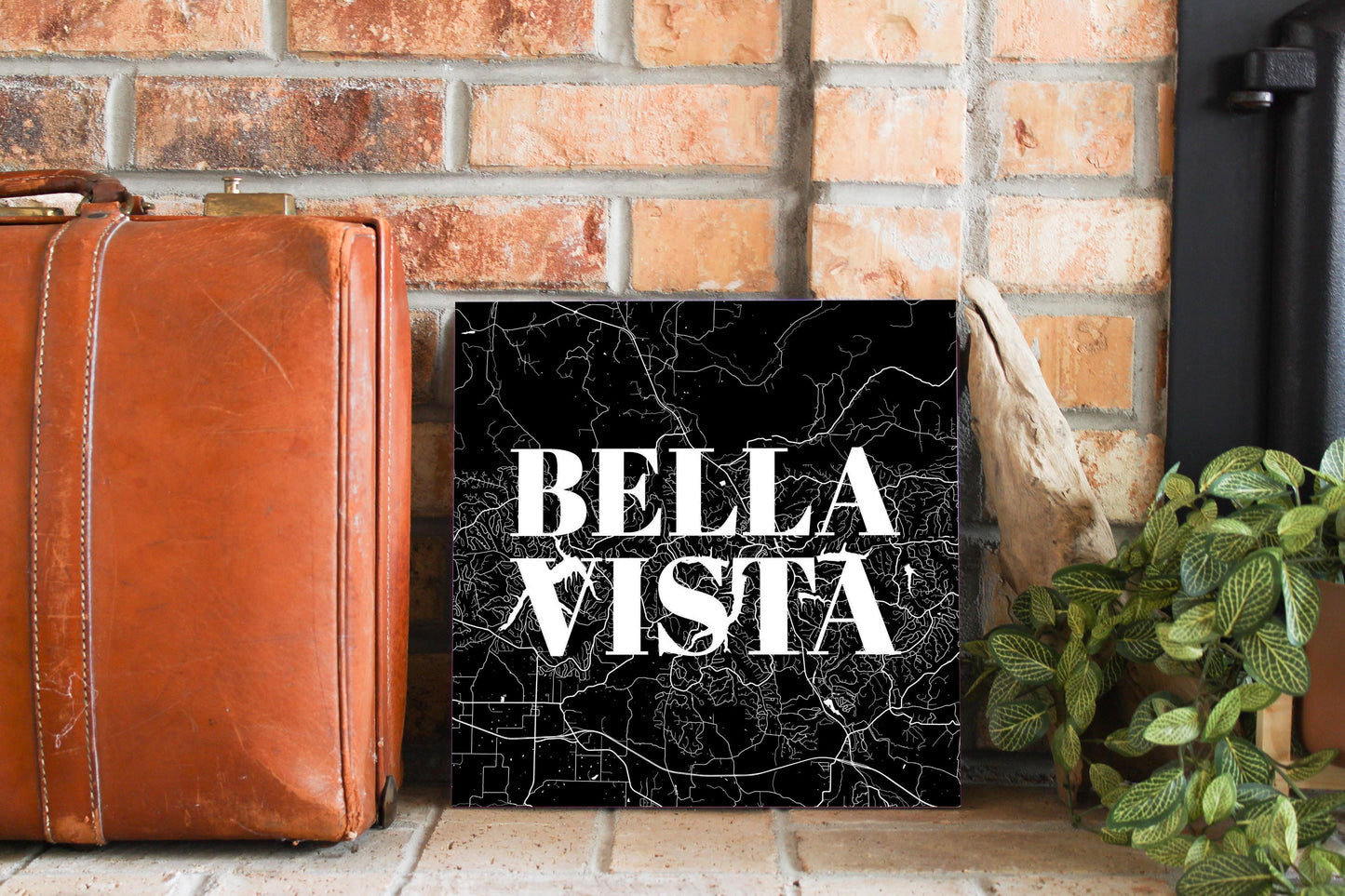 Minimalist B&W Arkansas Bella Vista Map | Wood Sign | Eaches | Min 2
