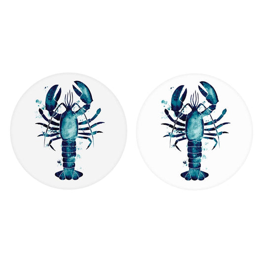 New England Water Color Lobster | Absorbent Car Coasters | Set of 2 | Min 4