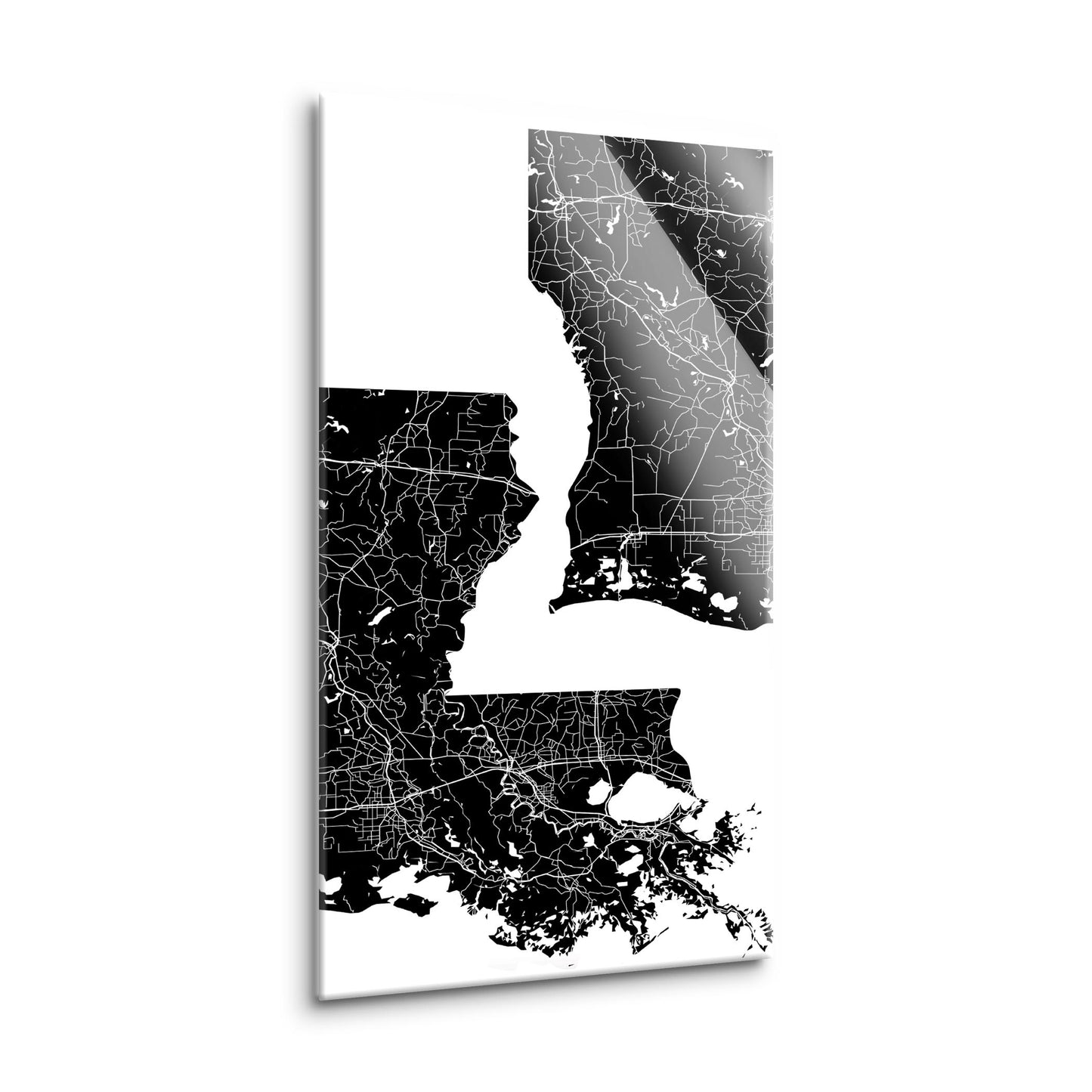 Modern Louisiana State Shape With Map | Hi-Def Glass Art | Eaches | Min 2