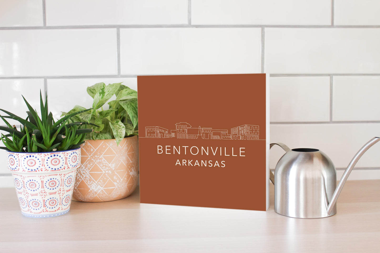 Modern Minimalist Arkansas Bentonville Skyline | Wood Block | Eaches | Min 2