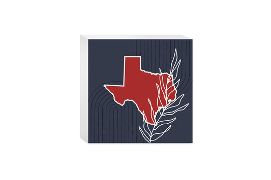 Modern Minimalist Texas Colors Shape Leaf | Wood Block | Eaches | Min 4