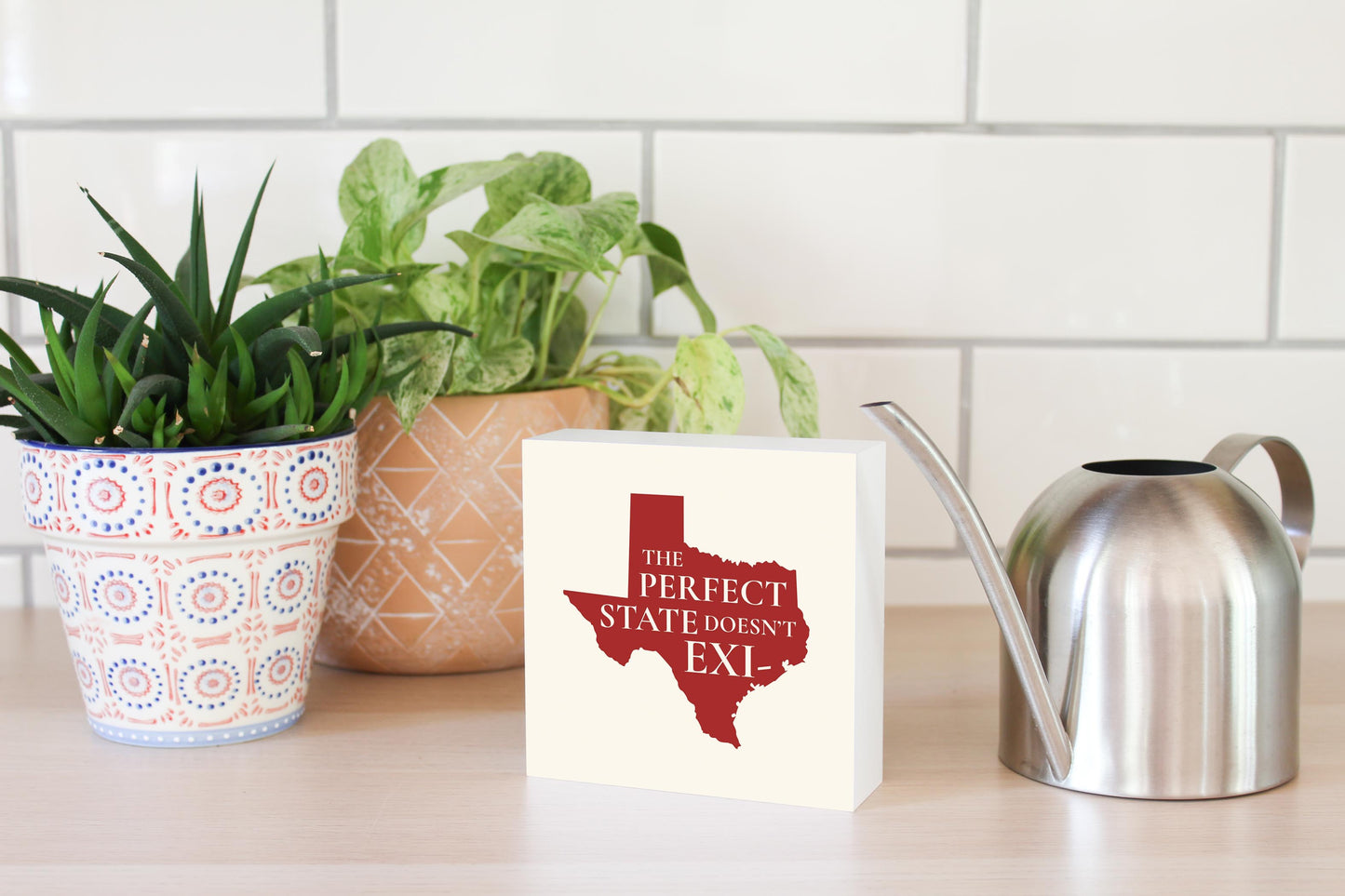 Modern Minimalist Texas Colors Perfect State | Wood Block | Eaches | Min 4
