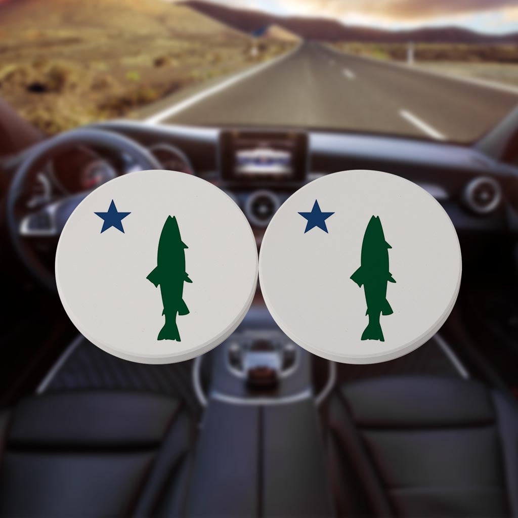 New England Star And Trout| Absorbent Car Coasters | Set of 2 | Min 4