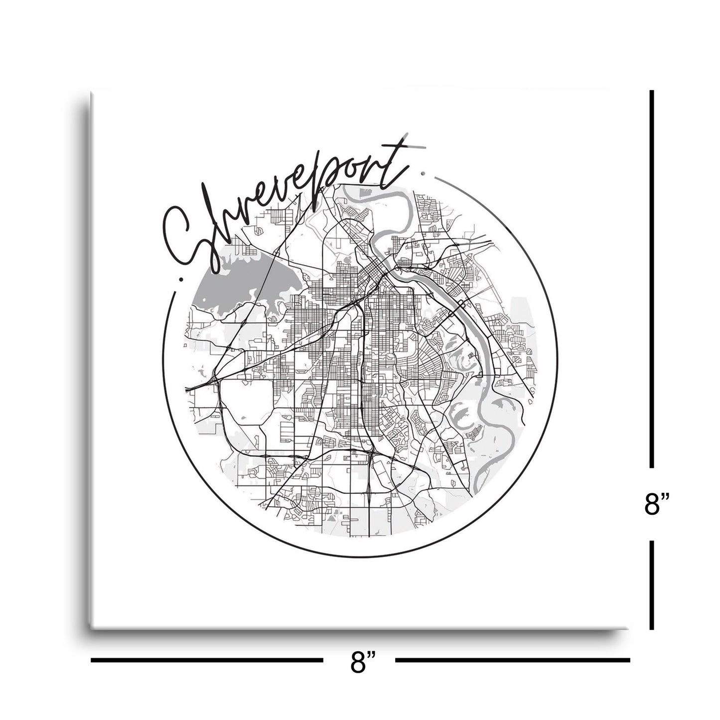 Modern Louisiana Shreveport Circle Map | Hi-Def Glass Art | Eaches | Min 2