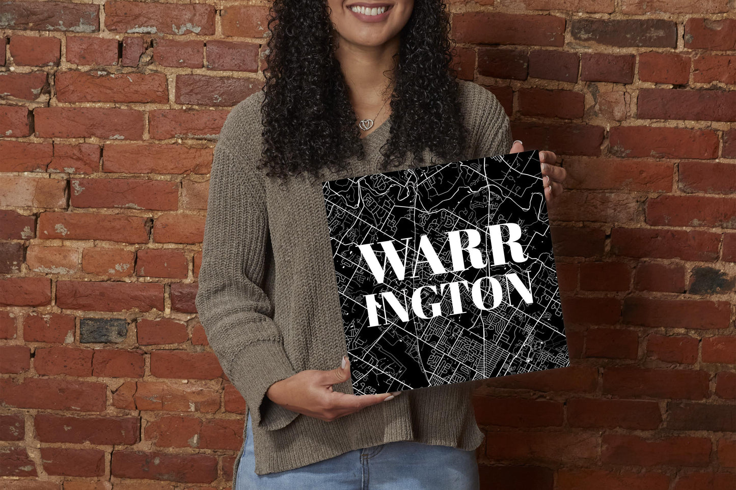 Minimalistic B&W Pennsylvania Warrington Map | Wood Sign | Eaches | Min 2
