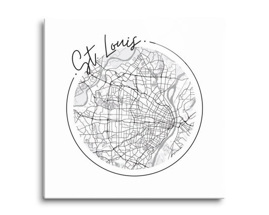 Minimalist B&W Missouri St Louis Circle Map | Hi-Def Glass Art | Eaches | Min 2